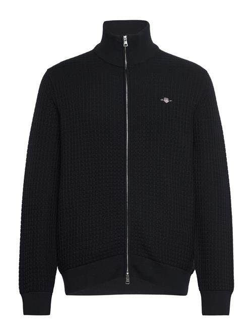 Cotton Textured Zip Cardigan GANT Black