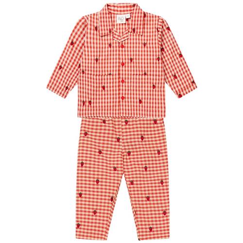 Flöss Molly Pyjamas Berry Gingham 92 cm  Rød  92 cm  kvinde