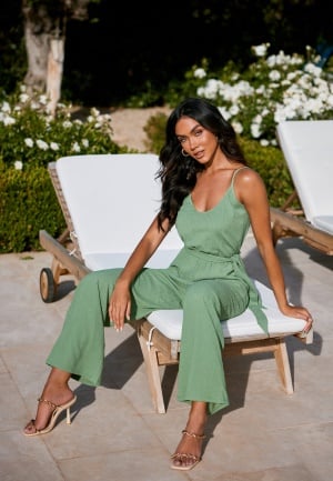 Happy Holly Wide Leg Strap Jumpsuit Dusty green 52/54