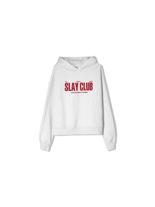 Bershka Sweatshirt  lysegrå / mørkerød