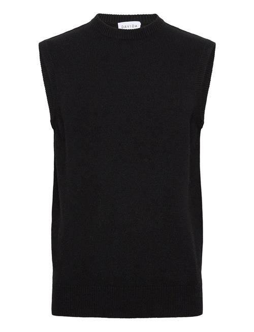 Man Classic O-Neck Vest Davida Cashmere Black