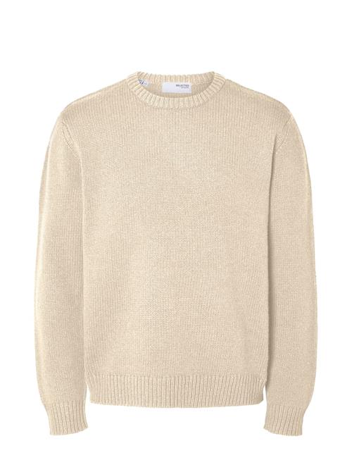 Slhcody Ls Knit Relaxed Crew Neck Noos Selected Beige