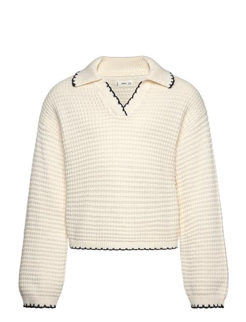 Camp-Collar Knit Sweater Mango Cream