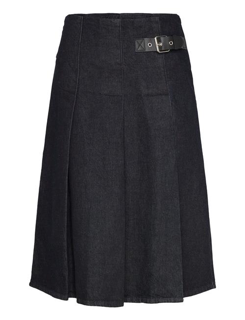 Rinse-Wash Midi-Skirt With Buckle Mango Black