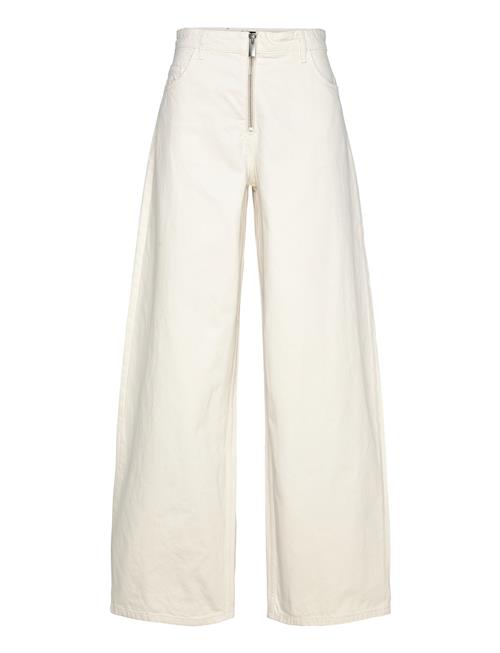 Wideleg Jeans With Zip Mango Beige