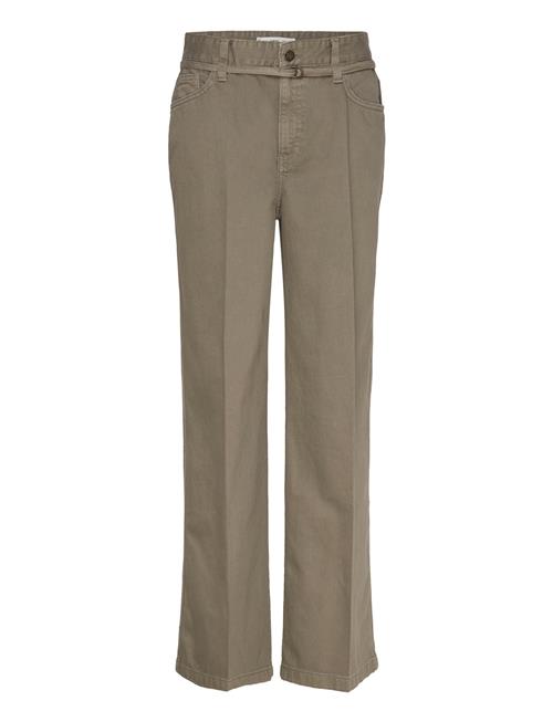 Wideleg Jeans With Belt Detail Mango Khaki