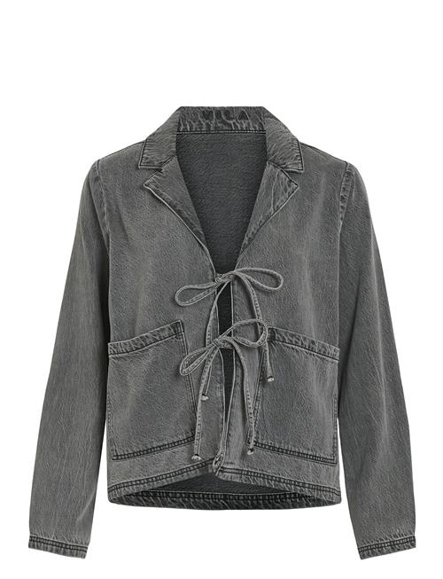 Vikiki L/S Tie Denim Jacket Dgd Vila Grey