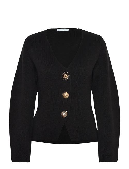 Knitted Jacket With Jewel Buttons Mango Black