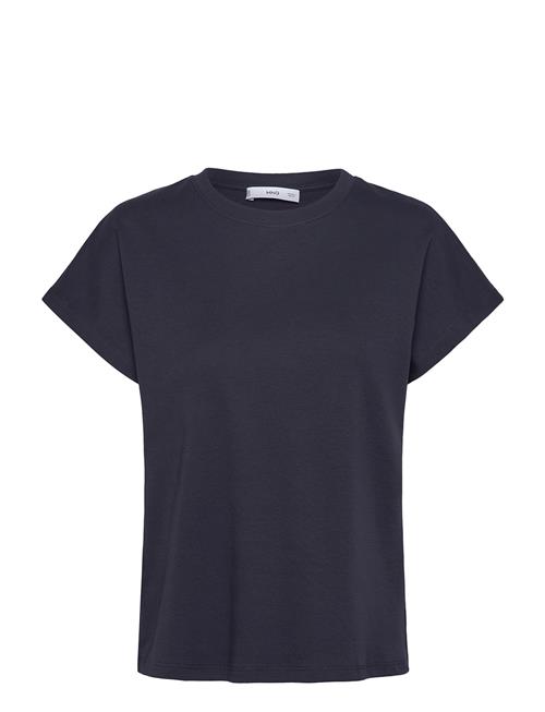 Rounded Neck Cotton T-Shirt Mango Navy