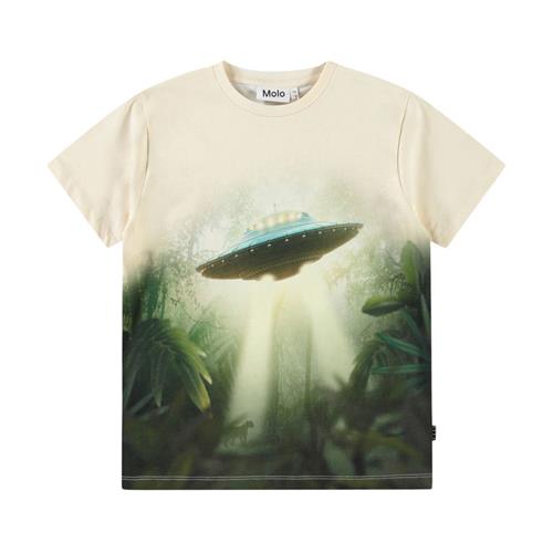 Molo Riley Short Sleeve T-Shirt Ufo Jungle 110 cm  Beige  110 cm  mand