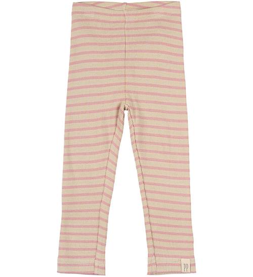 Petit Piao Leggings - Rib - Modal - Bright Rose/Dark Off White