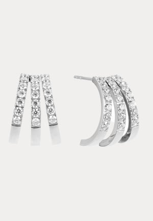 BY JOLIMA Trippel Crystal Earring  silver Onesize