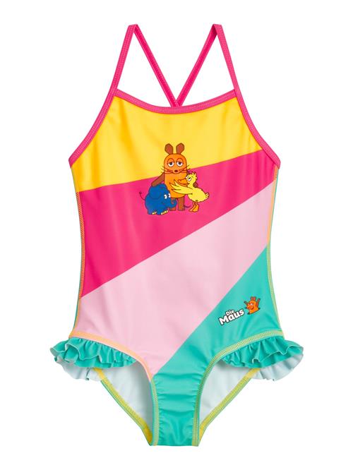 PLAYSHOES Badedragt 'Die Maus Freunde'  honning / jade / pink / lyserød