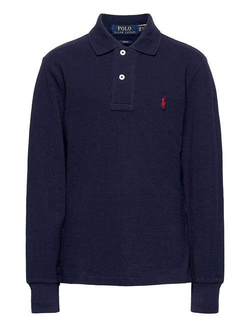 Cotton Mesh Long-Sleeve Polo Shirt Ralph Lauren Kids Blue