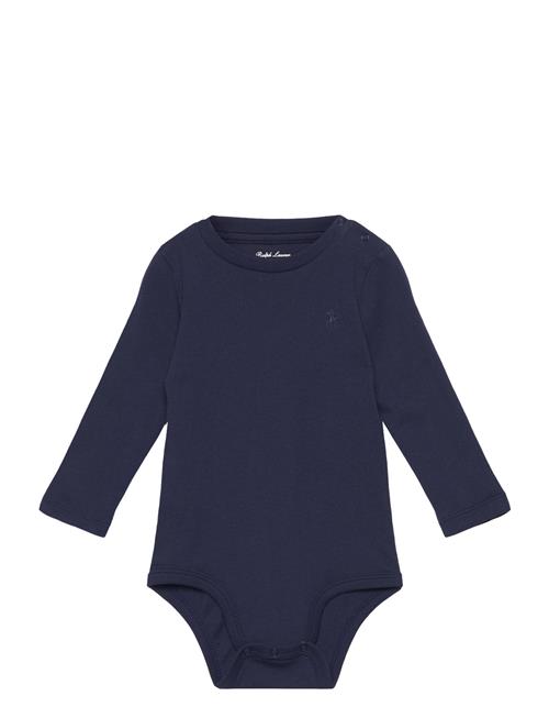 Cotton Jersey Long-Sleeve Bodysuit Ralph Lauren Baby Navy