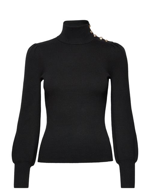 Button-Trim Mockneck Sweater Lauren Ralph Lauren Black