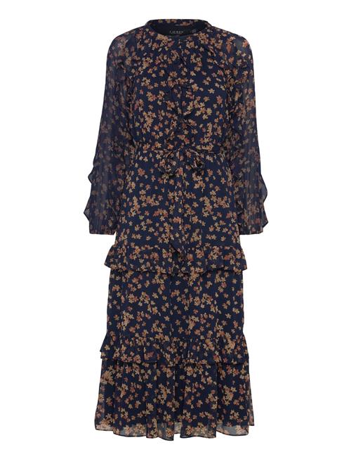 Floral Ruffle-Trim Georgette Dress Lauren Ralph Lauren Patterned