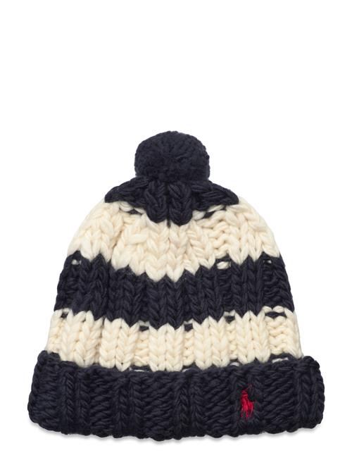 100 Wool-Chunky Stripe Beanie Polo Ralph Lauren Navy