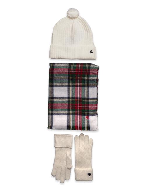 Plaid Scarf, Gloves, & Beanie Set Lauren Ralph Lauren Patterned