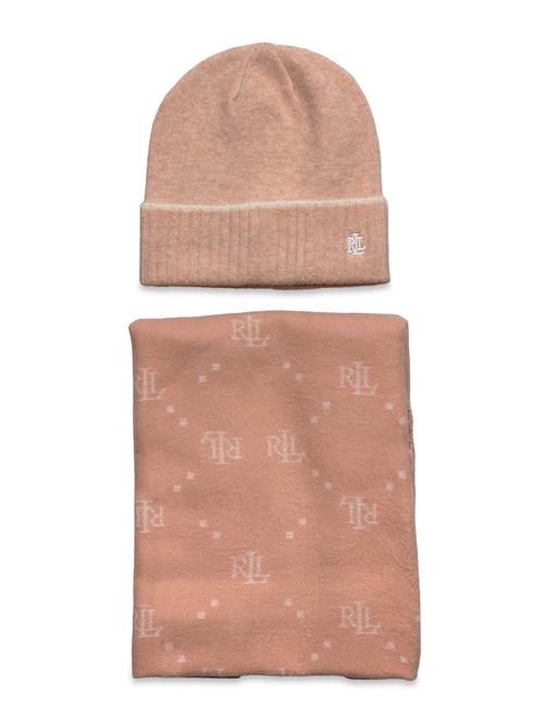 Logo Jacquard Scarf & Beanie Set Lauren Ralph Lauren Beige