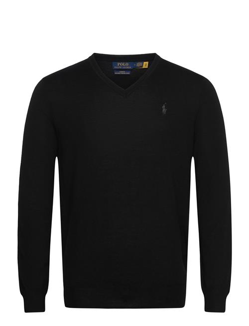 Slim Fit Washable Wool V-Neck Sweater Polo Ralph Lauren Black