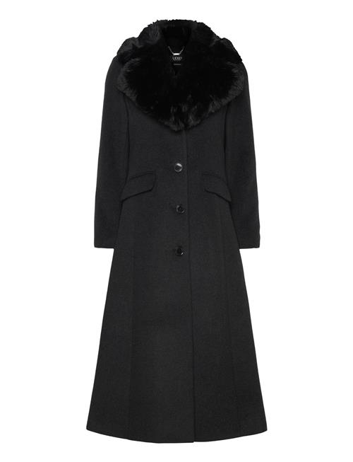 Faux-Fur-Collar Wool-Blend Coat Lauren Ralph Lauren Black