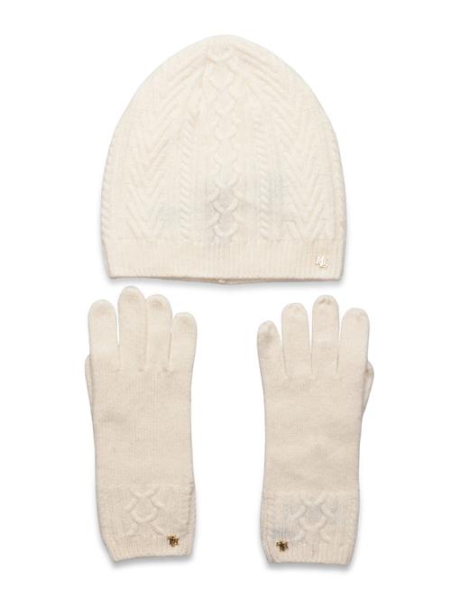 Cable-Knit Beanie & Glove Set Lauren Ralph Lauren Cream