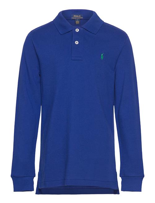 Cotton Mesh Long-Sleeve Polo Shirt Ralph Lauren Kids Blue