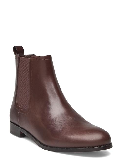 Brylee Burnished Leather Bootie Lauren Ralph Lauren Brown