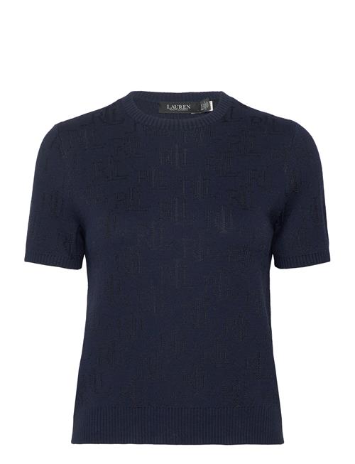 Monogram Jacquard Short-Sleeve Sweater Lauren Ralph Lauren Navy