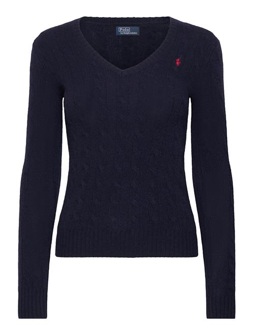 Cable-Knit Wool-Cashmere V-Neck Sweater Polo Ralph Lauren Blue