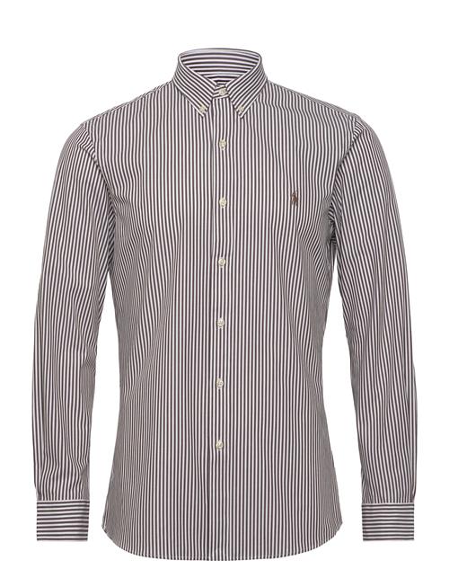 Slim Fit Striped Stretch Poplin Shirt Polo Ralph Lauren Brown