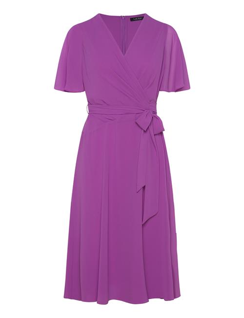 Belted Georgette Dress Lauren Ralph Lauren Purple