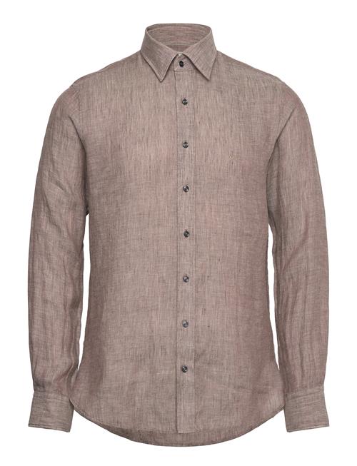 Linen Slim Fit Shirt Michael Kors Brown