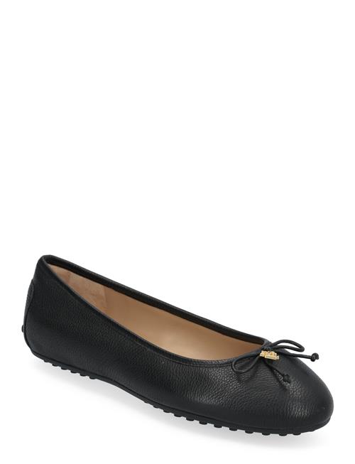 Jayna Pebbled Leather Driver Flat Lauren Ralph Lauren Black