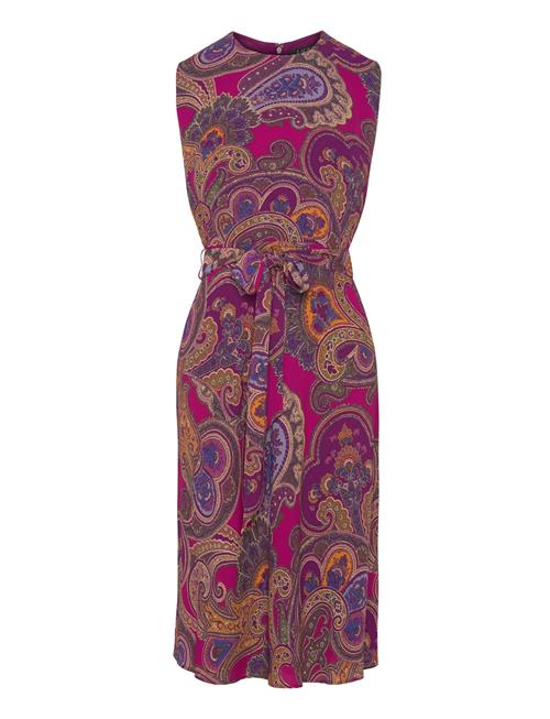 Paisley Belted Bubble Crepe Dress Lauren Ralph Lauren Pink