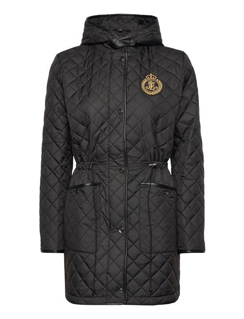 Crest-Patch Diamond-Quilted Hooded Coat Lauren Ralph Lauren Black