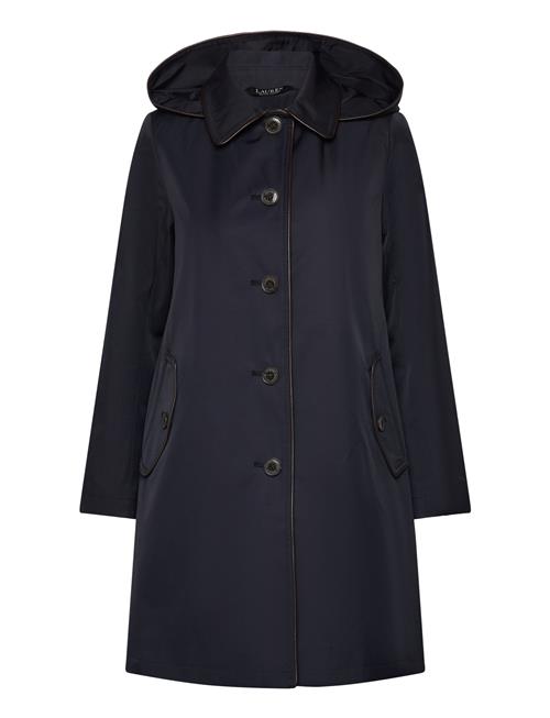 Faux-Leather-Trim Hooded Coat Lauren Ralph Lauren Navy