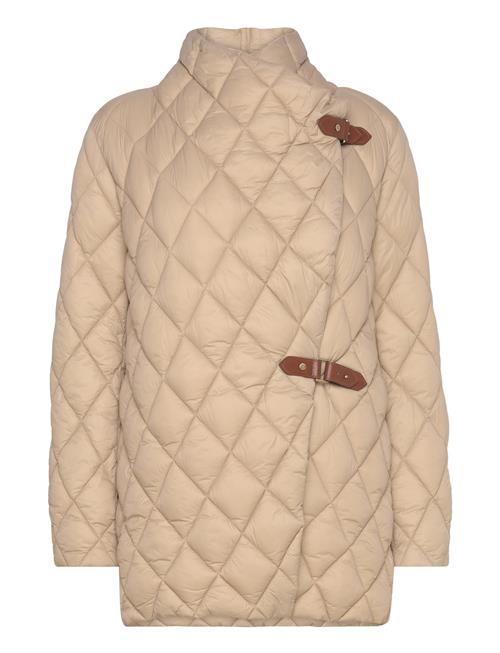 Buckle-Trim Diamond-Quilted Down Coat Lauren Ralph Lauren Beige