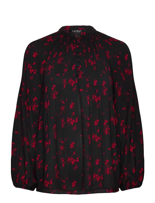 Floral Pleated Georgette Blouse Lauren Ralph Lauren Black