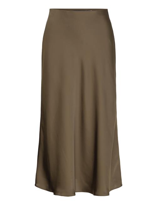 Satin Charmeuse Midi Skirt Lauren Ralph Lauren Khaki