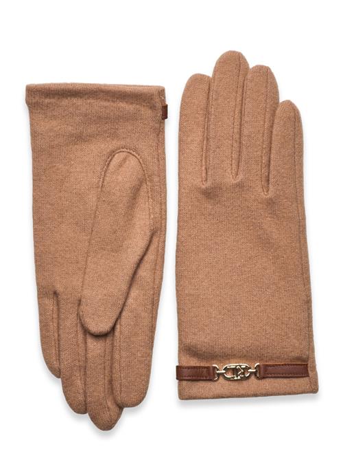 Sheepskin-Trim Wool-Blend Tech Gloves Lauren Ralph Lauren Beige