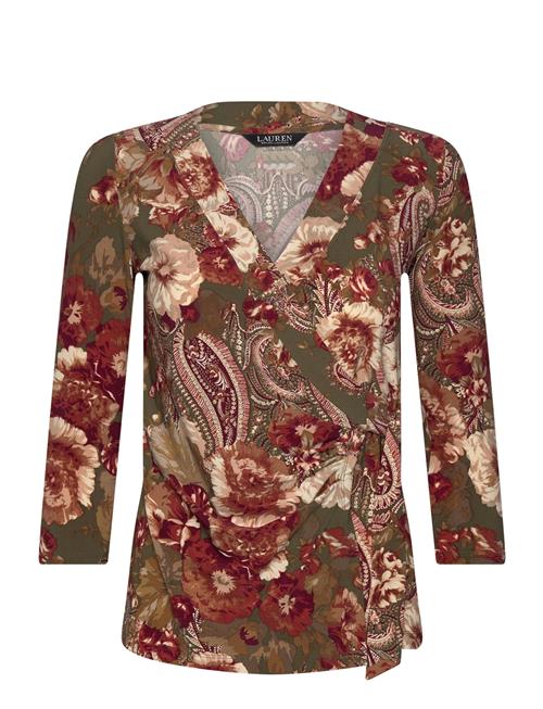 Floral Stretch Jersey Top Lauren Ralph Lauren Khaki