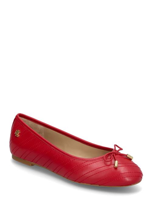 Jayna Stitched Leather Flat Lauren Ralph Lauren Red