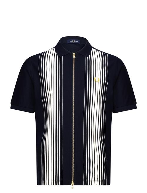 Ombre Stripe Zip Polo Fred Perry Navy