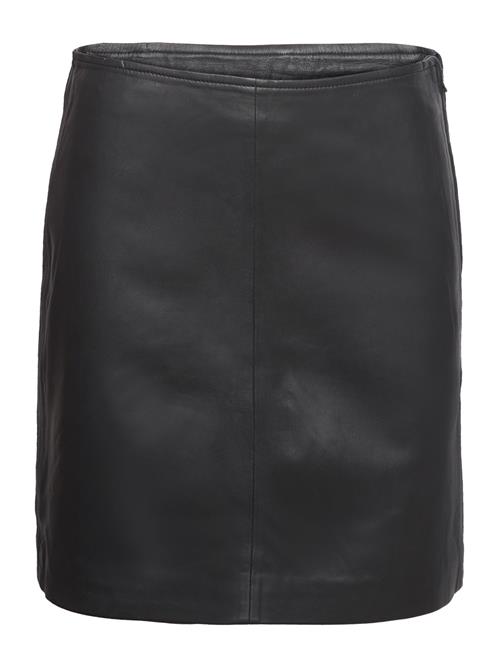 Stephanie Leather Skirt A-View Black