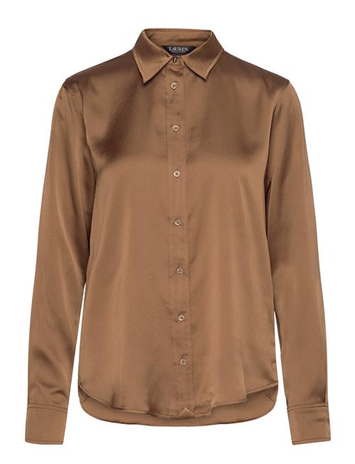 Classic Fit Satin Charmeuse Shirt Lauren Ralph Lauren Brown