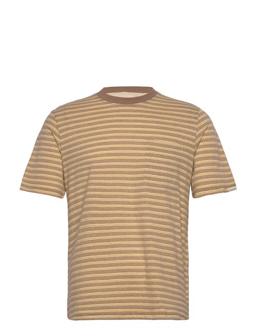 Akkikki Cot/Linen Stripe Tee Anerkjendt Beige