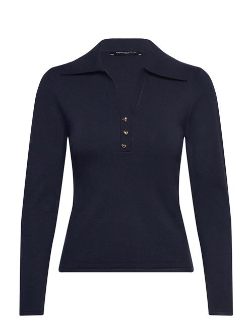 Larry V Neck Polo Top French Connection Navy