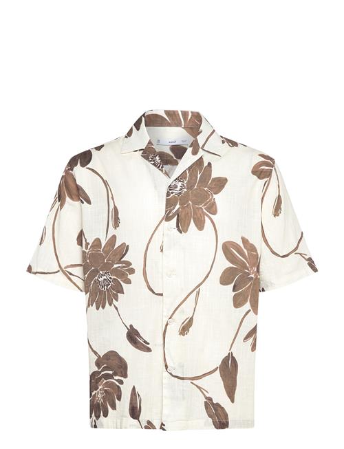 Floral-Print Shirt With Bowling Collar Mango Brown